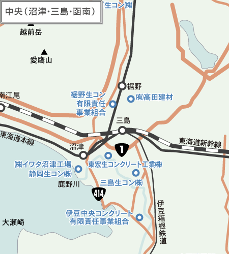 中央（沼津・三島・函南）エリア地図